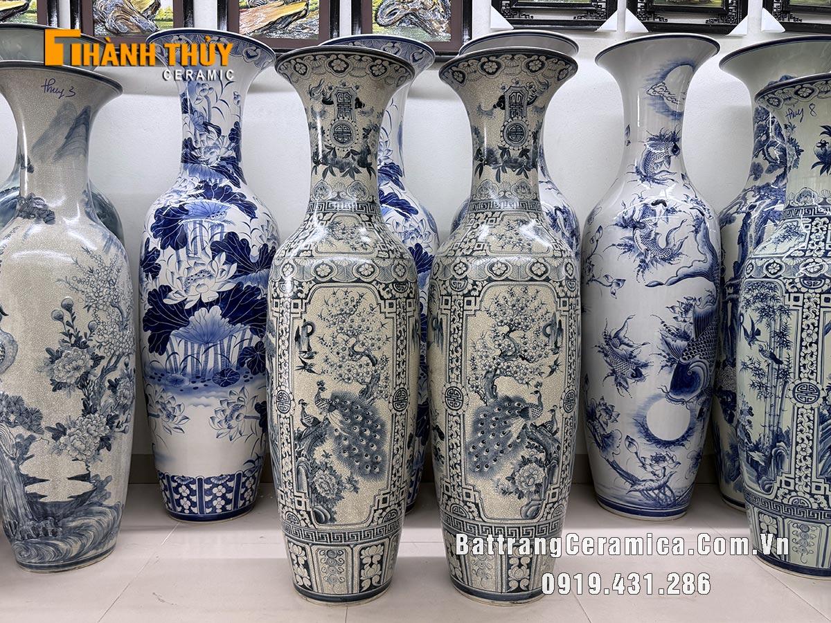 Lộc bình tứ quý men rạn kỹ 1m4 sang trọng, phong thủy vượng phát 