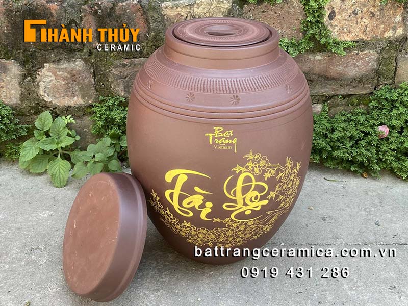 Chum sành Bát Tràng 100L 2 nắp ngâm rượu sạch an toàn giá tốt 