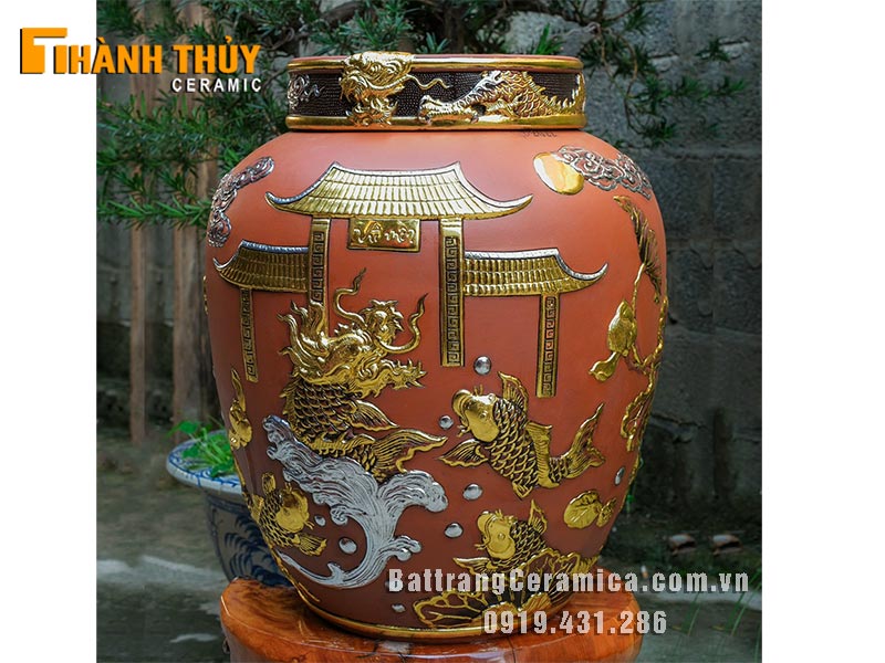 Chum ngâm rượu cá chép hóa Rồng dát vàng 50L bền đẹp an toàn 