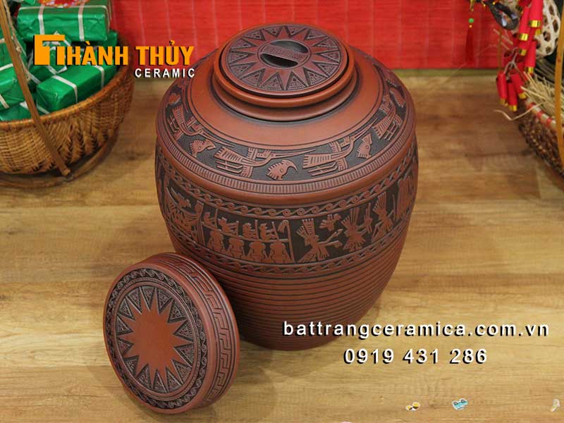 Chum trống đồng 100 lít cao cấp thủ công đẹp ngâm rượu quý