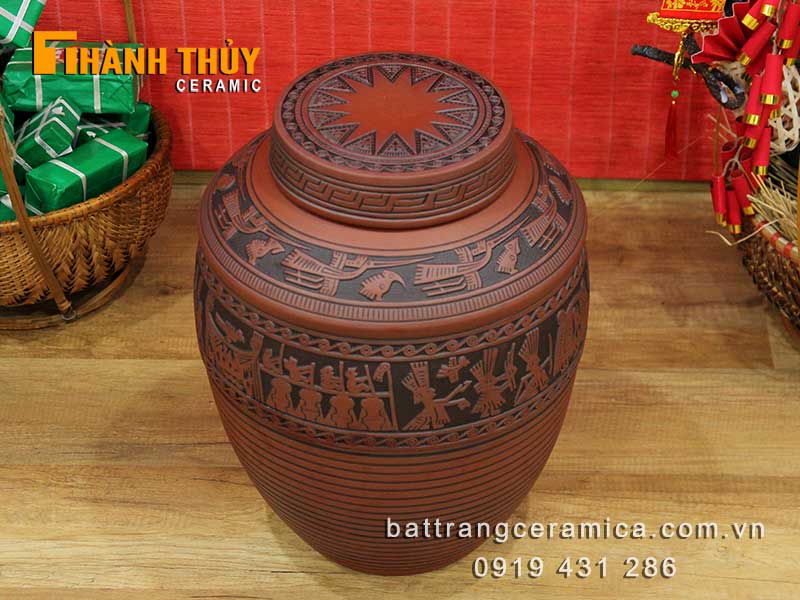 Chum ngâm rượu trống đồng 50 lít chính hãng sang trọng bền đẹp Chum ngâm rượu trống đồng 50 lít chính hãng sang trọng bền đẹp