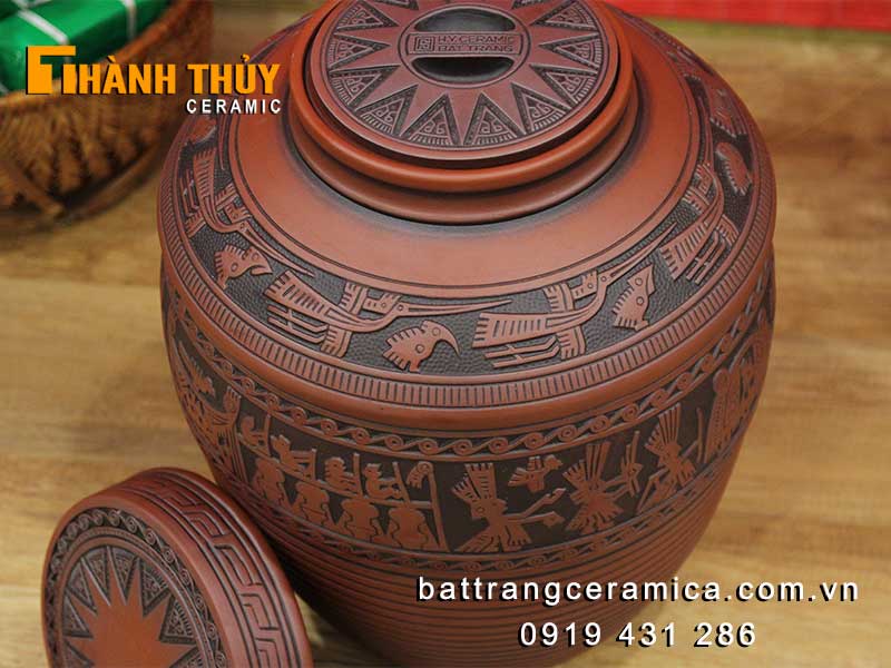 Chum ngâm rượu trống đồng 50 lít chính hãng sang trọng bền đẹp Chum ngâm rượu trống đồng 50 lít chính hãng sang trọng bền đẹp