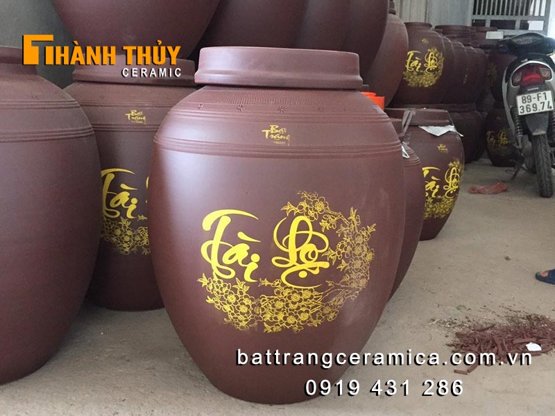 Chum sành ngâm rượu 100L Tài Lộc Bát Tràng chất lượng cao 