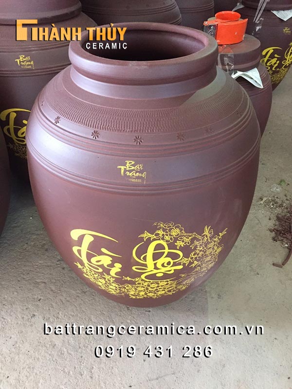 Chum sành ngâm rượu 100L Tài Lộc Bát Tràng chất lượng cao Chum sành ngâm rượu 100L Tài Lộc Bát Tràng chất lượng cao