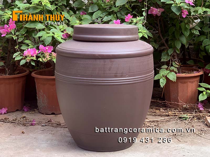 Chum sành ngâm rượu vai vuông 50 lít 2 nắp thủ công an toàn