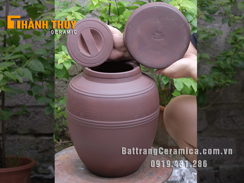 Chum sành Bát Tràng 10 lít 2 nắp thủ công chính hãng ngâm rượu 