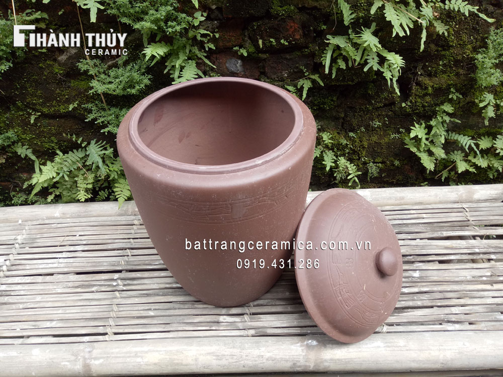 Hũ gạo gốm sành Bát Tràng 12kg chống ẩm giữ gạo thơm lâu