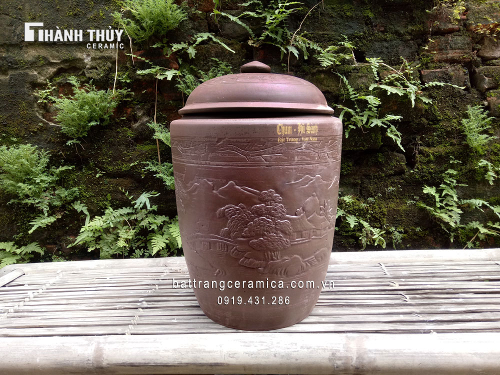 Hũ gạo Bát Tràng 20 kg cảnh quê sang trọng bền đẹp giá tốt Hũ gạo Bát Tràng 20 kg cảnh quê sang trọng bền đẹp giá tốt