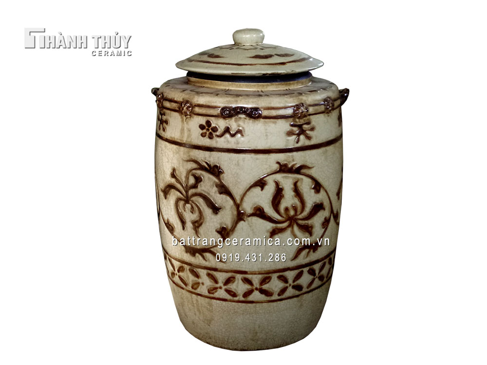 Hũ gạo Bát Tràng men rạn giả cổ 25 kg chuẩn phong thủy, hút tài lộc 