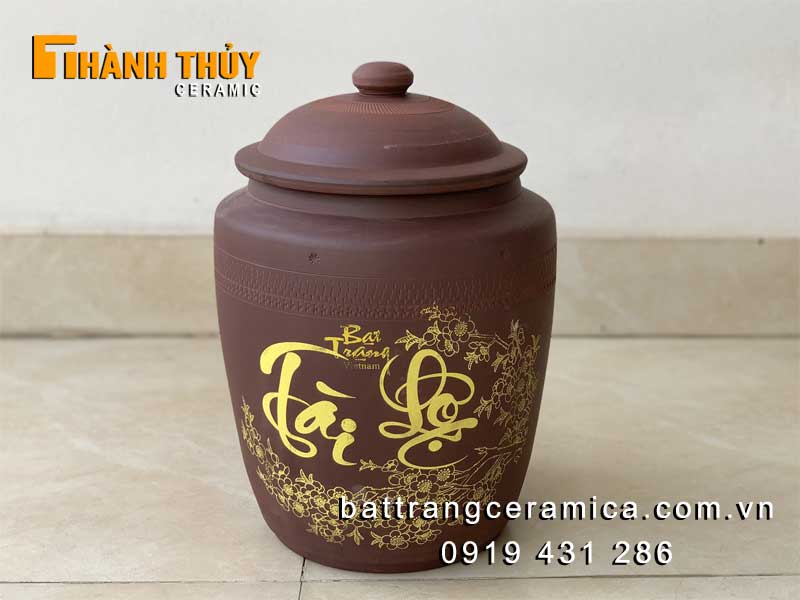 Hũ đựng gạo gốm sứ Bát Tràng 10 kg phong thủy tài lộc 
