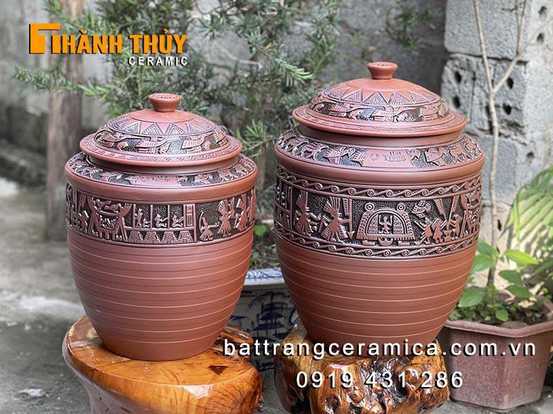 Hũ đựng gạo Bát Tràng 25kg may mắn tài lộc bền bỉ