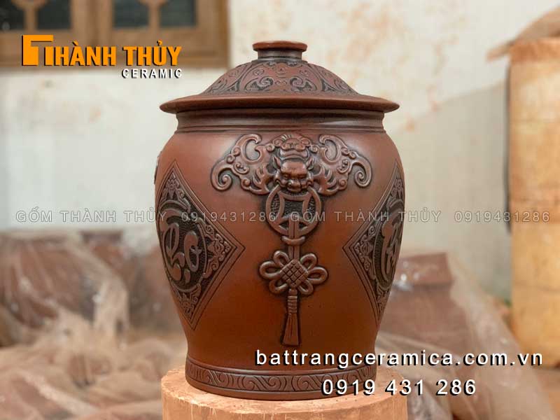 Hũ gạo Phúc Lộc Thọ Bát Tràng cao cấp 15kg tài lộc may mắn