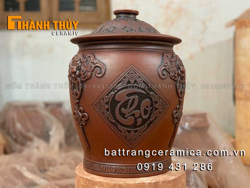 Hũ gạo Phúc Lộc Thọ Bát Tràng cao cấp 15kg tài lộc may mắn 