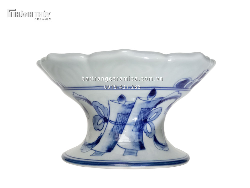 Chân nến cánh sen men Lam đẹp sang tài lộc may mắn phong thủy