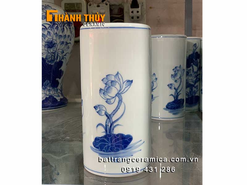 Ống đựng nhang hoa sen Bát Tràng 25cm đẹp giá tốt Ống đựng nhang hoa sen Bát Tràng 25cm đẹp giá tốt