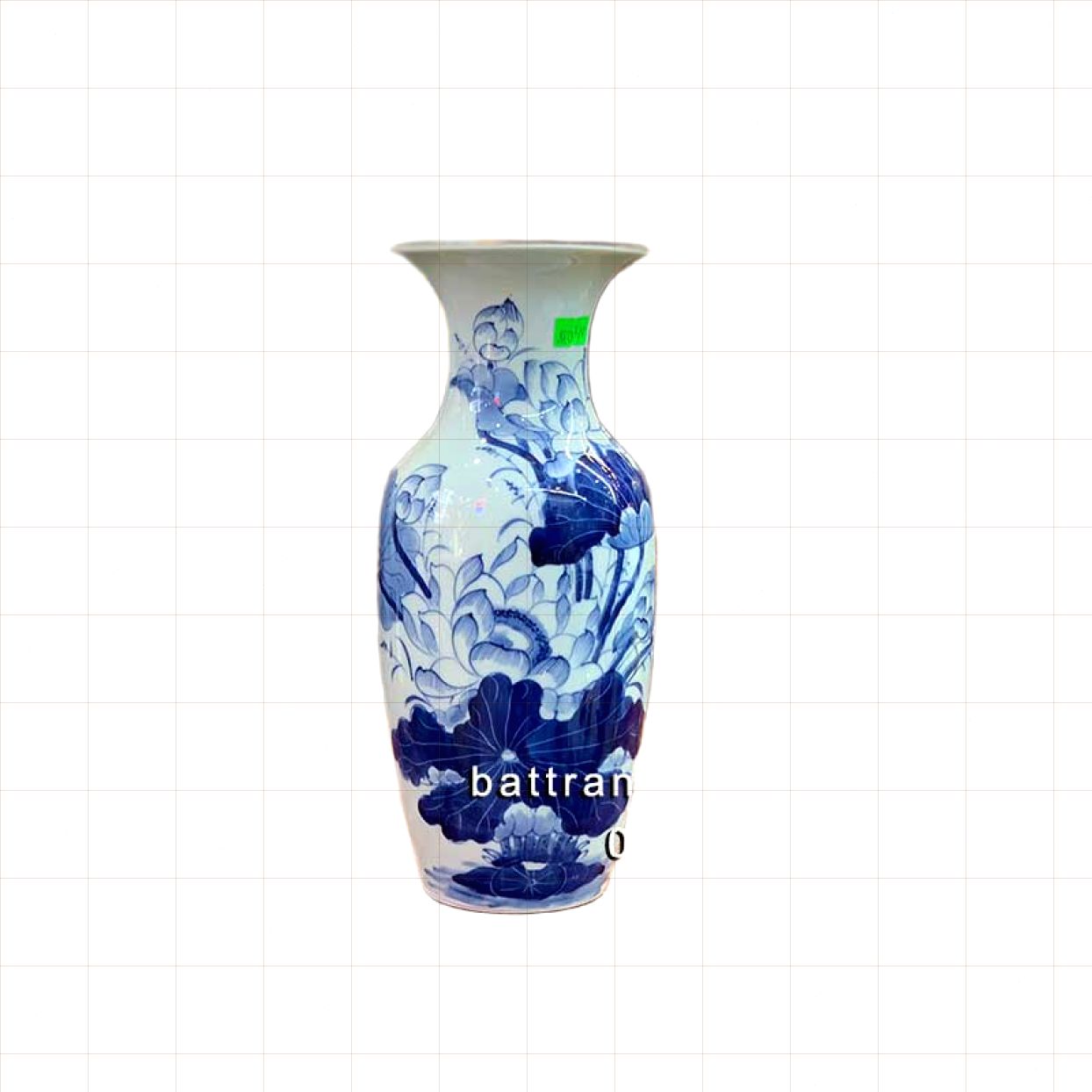Lọ lục bình vẽ sen thủ công 28cm đẹp trang trí ban thờ 