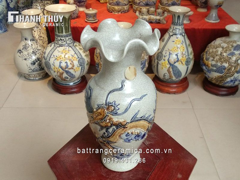 Lọ men rạn miệng loe 38cm phong thủy may mắn tài lộc
