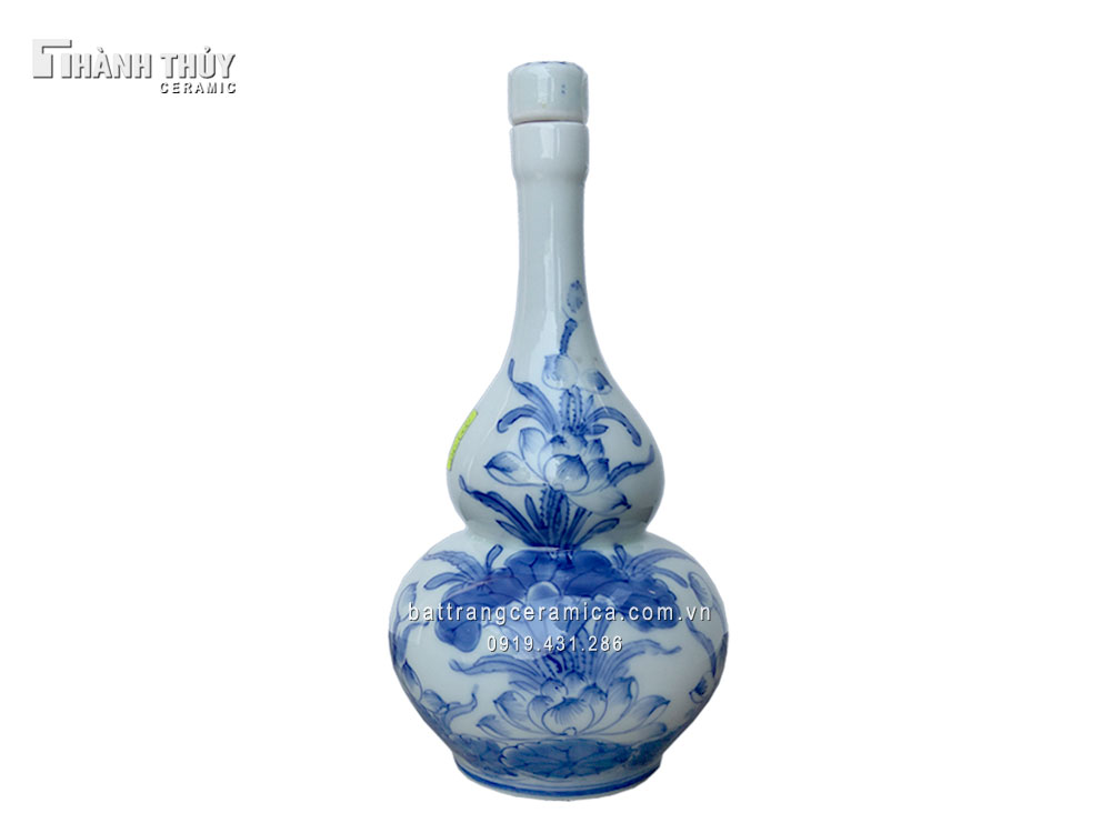 Nậm rượu hồ lô men Lam 20cm quà tặng độc đáo, chất lượng cao 