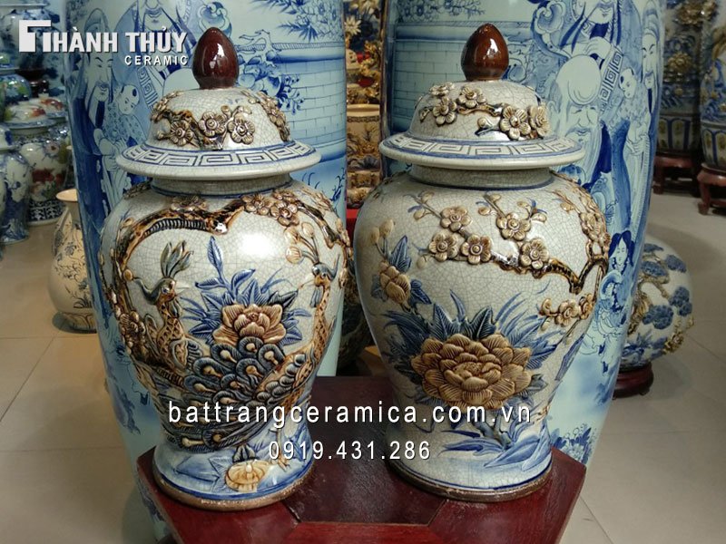 Chóe thờ Công đào men rạn nổi 37 cm cao cấp sang trọng phong thủy
