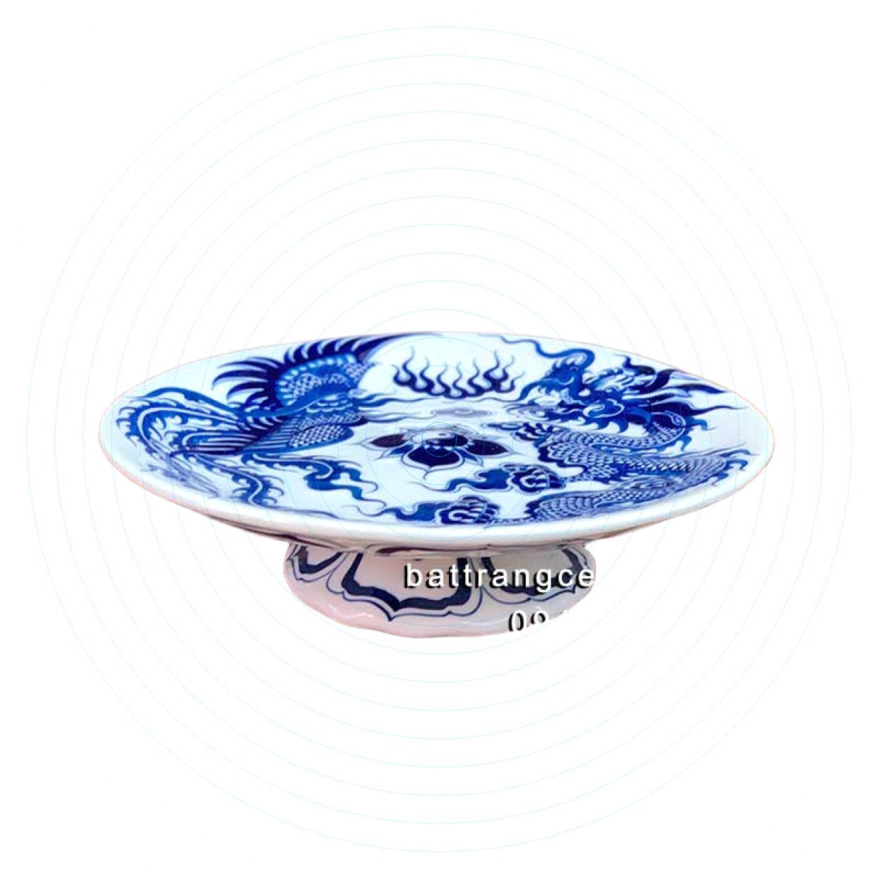 Mâm bồng Bát Tràng 21cm Rồng Phượng cao cấp phong thủy đẹp 
