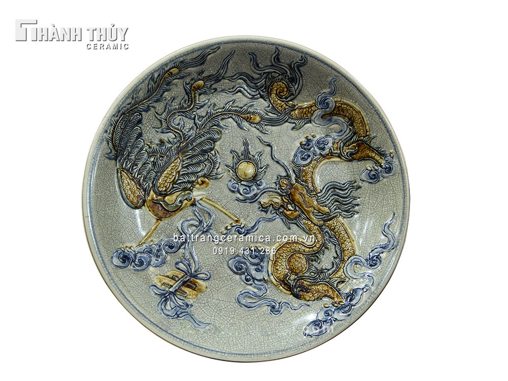 Mâm bồng men rạn 19cm trang trí sang trọng quà tặng ý nghĩa 
