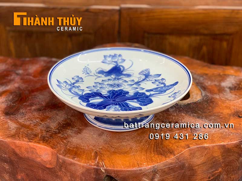 Mâm bồng sứ Sen 16cm Bát Tràng cao cấp Giá tốt 