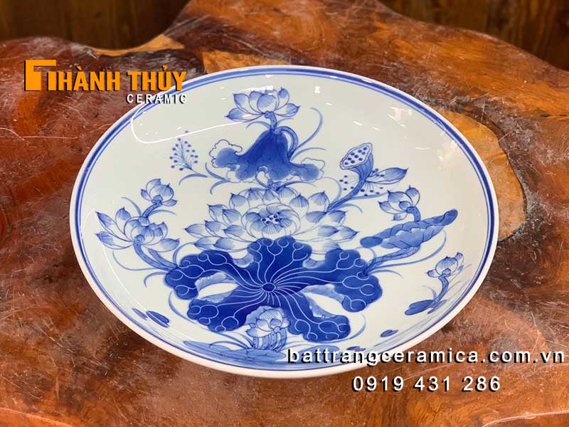 Đĩa mâm ngũ quả sứ Bát Tràng 23cm sang trọng giá tốt