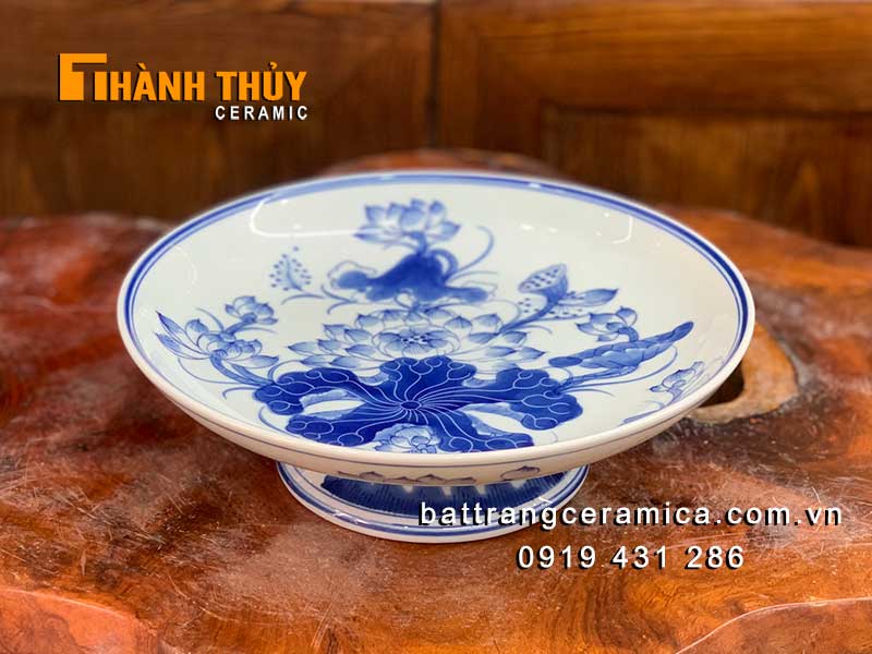 Đĩa mâm ngũ quả sứ Bát Tràng 23cm sang trọng giá tốt