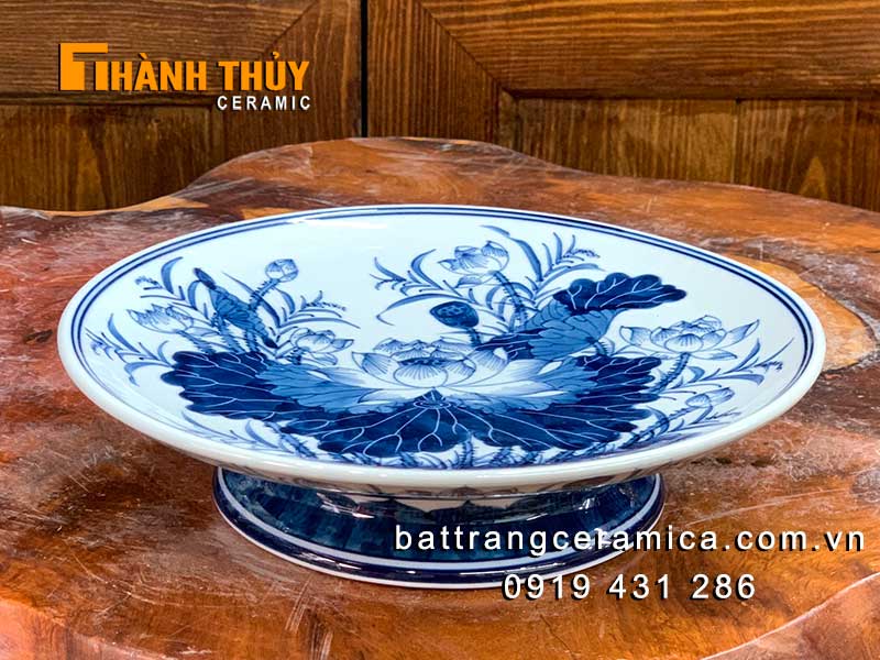 Mâm bồng vẽ sen phi 22cm tinh xảo sang trọng giá tốt