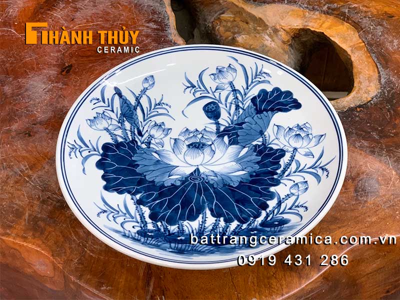 Mâm bồng vẽ sen phi 22cm tinh xảo sang trọng giá tốt