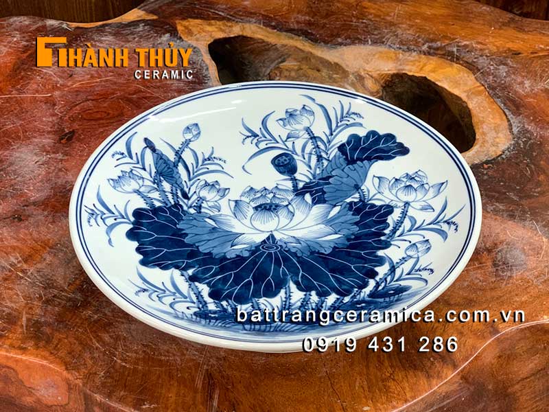 Mâm bồng vẽ sen phi 22cm tinh xảo sang trọng giá tốt