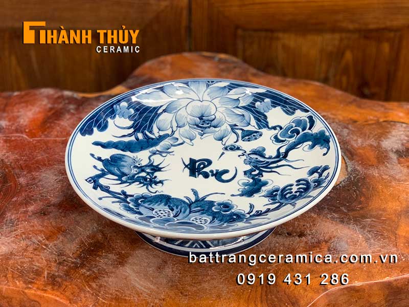 Mâm bồng ngũ quả hoa sen 20cm sang trọng thờ cúng đẳng cấp
