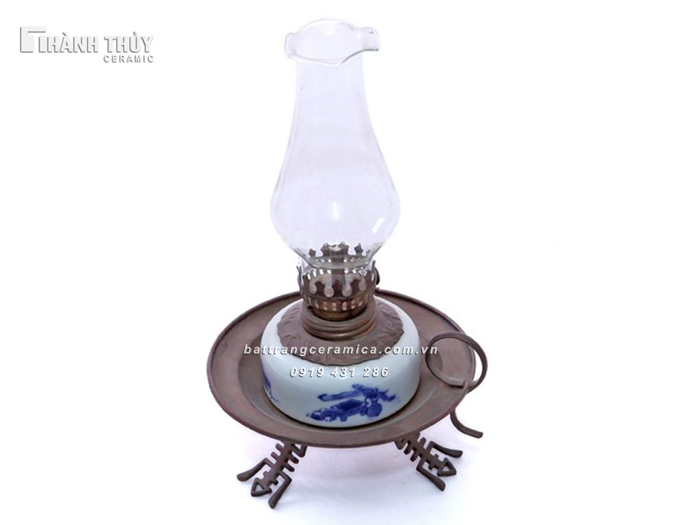 Đèn Dầu Men Lam Cổ Cao 20cm Đẹp Bền Ý Nghĩa Phong Thủy