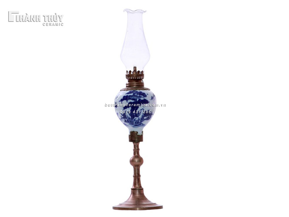 Đèn dầu thờ Sơn Thủy cao 38cm phong thủy đầy đủ ngũ hành 