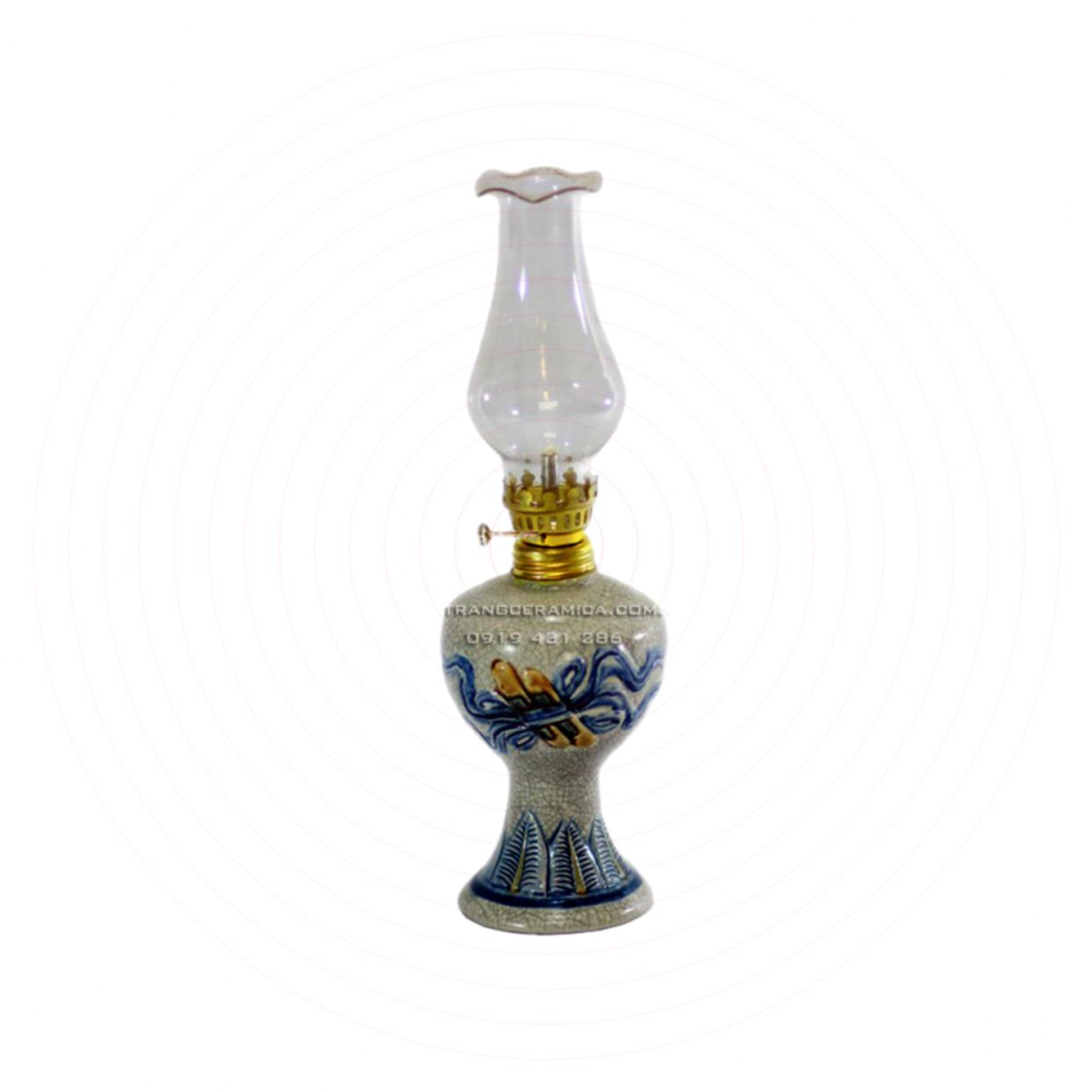 Đèn dầu men rạn cổ 22cm quà tặng khuyến mãi sang trọng 
