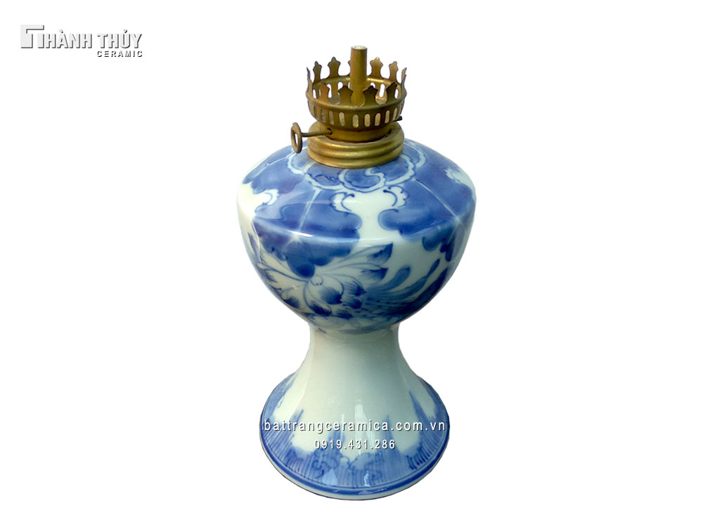 Đèn dầu thờ men Lam 17cm đẹp sang trọng quà tặng phong thủy