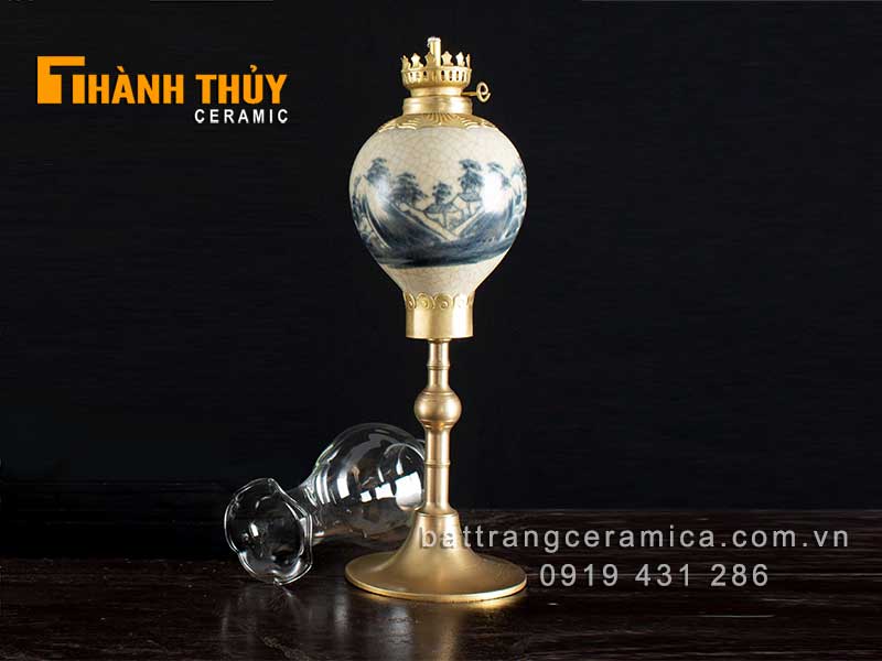 Đèn dầu bàn thờ quả lê cao 36cm đèn thờ phong thủy tài lộc