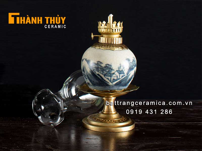 Đèn dầu quả lê 31cm thờ cúng phong thủy bảo vệ tài lộc