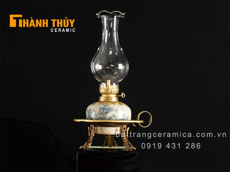 Đèn dầu giả cổ cao 22cm phong thủy thờ cúng tài lộc
