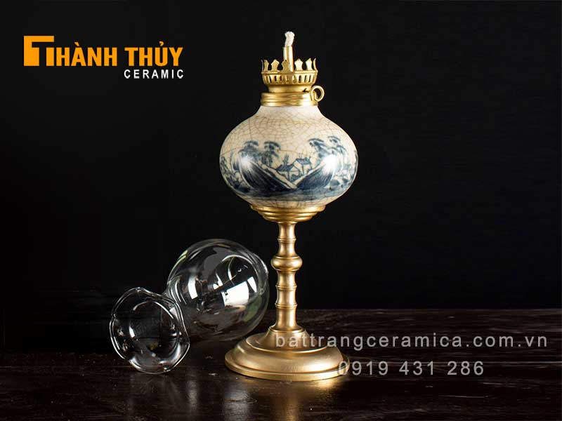 Đèn dầu củ tỏi giả cổ 30cm đẹp thờ cúng phong thủy 