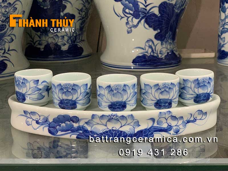 Kỷ thờ 5 chén dáng cong đẹp bền giá tốt Bát Tràng uy tín