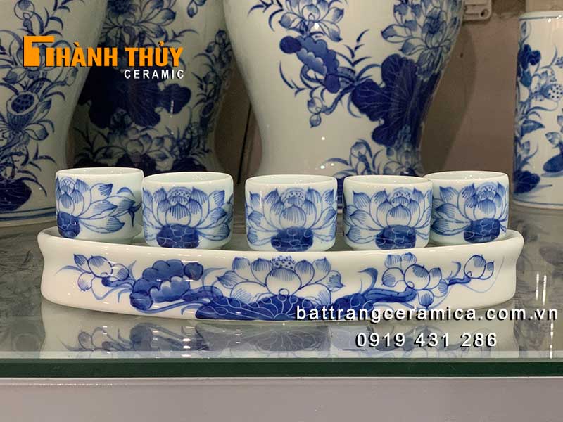 Kỷ thờ 5 chén dáng cong đẹp bền giá tốt Bát Tràng uy tín 