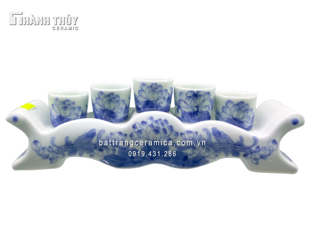 Kỷ ngai 5 men Lam gốm sứ cao cấp quà tặng hội nghị khuyến mãi