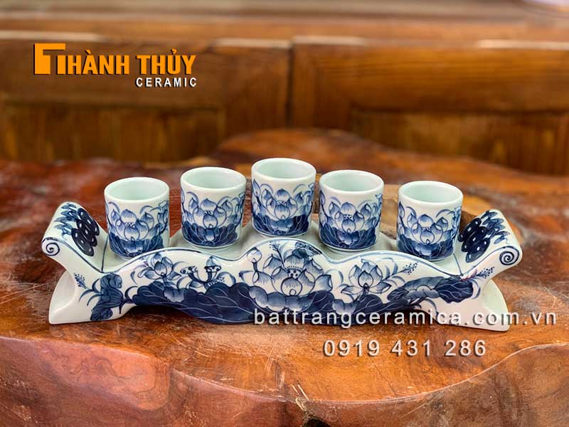Bộ kỷ thờ 5 chén hoa Sen cao cấp đẳng cấp sang trọng uy tín