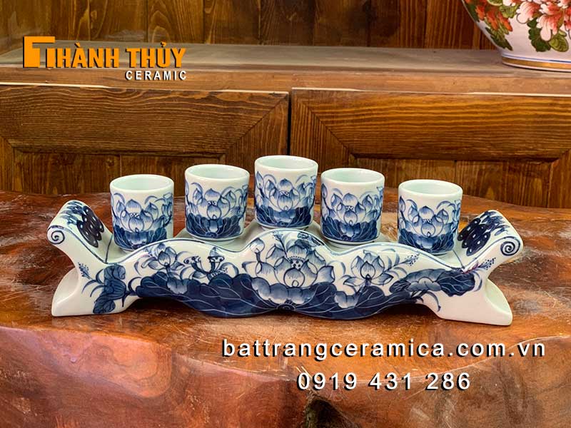 Bộ kỷ thờ 5 chén hoa Sen cao cấp đẳng cấp sang trọng uy tín