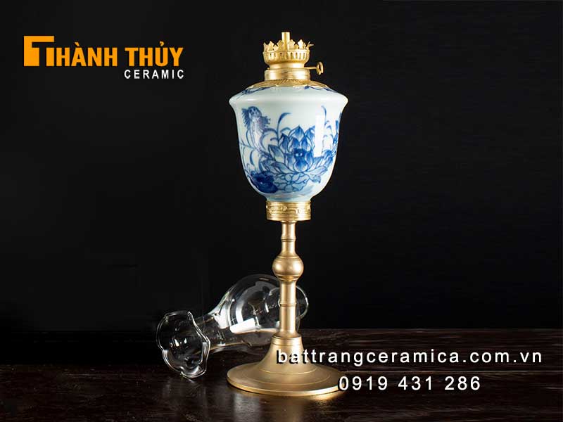 Đèn bàn thờ phật hoa sen 35cm phong thủy tài lộc bền đẹp