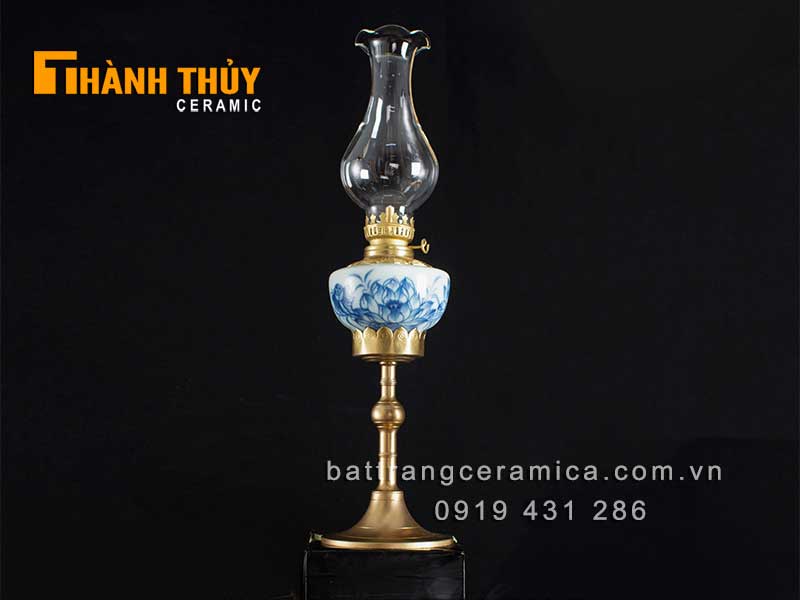 Đèn dầu hoa sen bàn thờ phật 35cm phong thủy tài lộc