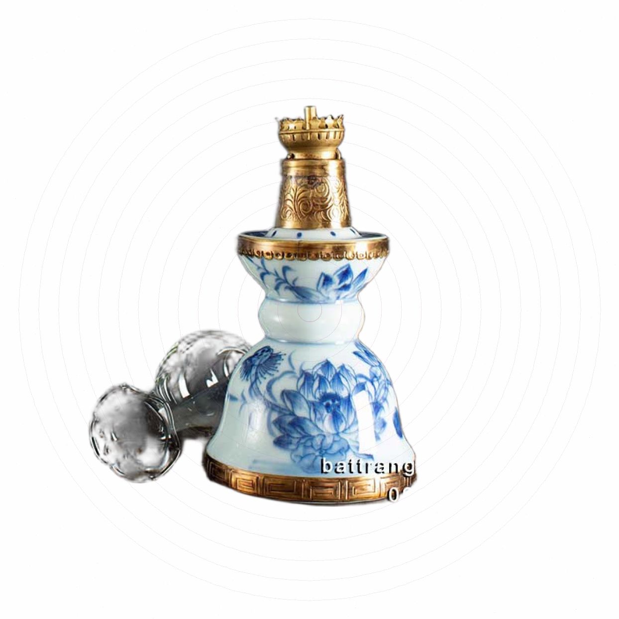 Đèn bàn thờ quả chuông 33cm hoa sen phong thủy tài lộc 