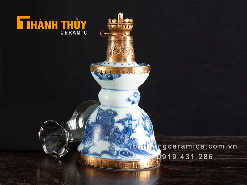 Đèn bàn thờ Rồng Phượng 33cm bền đẹp phong thủy tài lộc