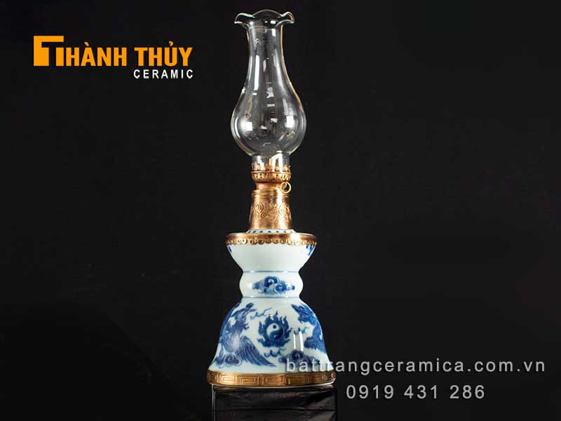 Đèn bàn thờ Rồng Phượng 33cm bền đẹp phong thủy tài lộc 